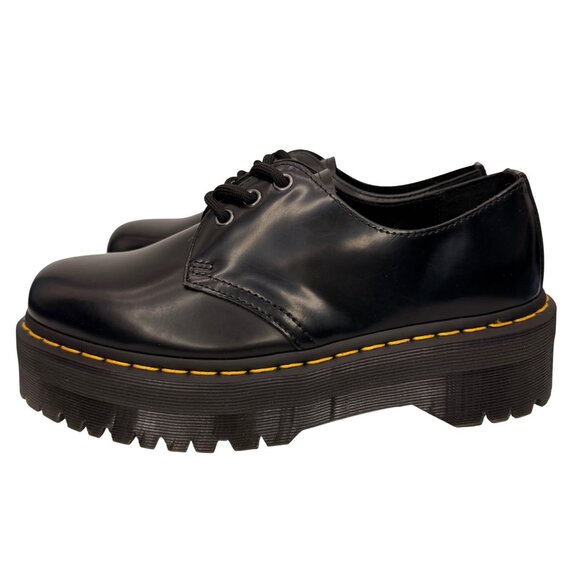Dr. Martens Quad Black Leather Platform Derby shoes 1461 Unisex M 8 / W 9 - Picture 2 of 10